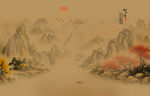 中式古风古典山水画背景