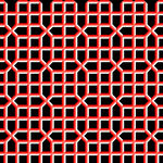 中式红黑几何窗格图案