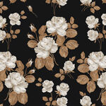 黑底白花复古花卉图案