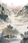 竖幅玄关山水装饰画