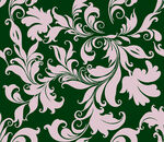 绿色底花卉卷草纹图案