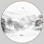 圆形水墨画