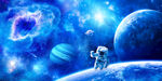 蓝色星球太空宇航员宇宙星空背景