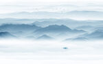 蓝色山水画背景图