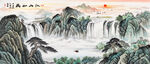 水墨山水瀑布