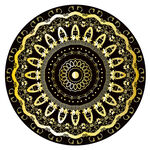 圆形黑金高档轻奢花纹图案