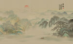 中国风千里江山背景壁画