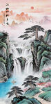流水生财山水画挂画
