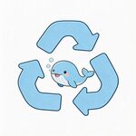 可爱鲸鱼与循环箭头图案