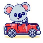 可爱卡通开汽车的考拉熊