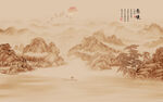 新中式古风国画山水背景墙壁画