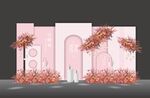 粉色婚礼效果图小预算迎宾区