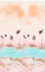 梦幻海滩上的棕榈树景观