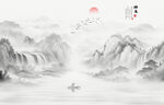 山水意境中国风水墨画