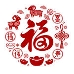 圆形福字主题吉祥图案