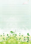 清新绿意信纸背景