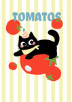 番茄黑猫可爱卡通插画