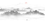 中国风意境水墨山水风景电视墙