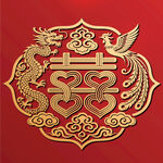 龙凤呈祥囍字喜庆传统图案贴纸