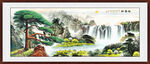 迎客松山水画 中堂迎客松