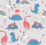 可爱恐龙独角兽卡通图案