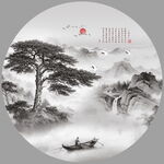 圆形山水画