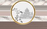 中式古典山水圆形装饰画