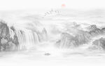 新中式国画山水背景墙