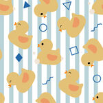 小黄鸭条纹背景可爱图案