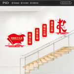 四个认同楼梯文化墙