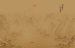 中式古风古典山水画背景图片