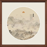 中式意境山水圆形挂画