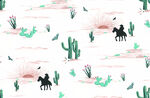 沙漠牛仔与仙人掌图案