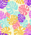 多彩热带植物叶图案背景