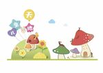 童话风儿童梦幻蘑菇场景