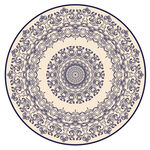 中式传统圆形蓝白花纹图案