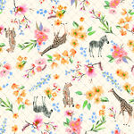 动物花卉图案的清新背景