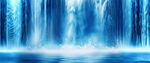 蓝色瀑布山水画