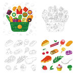 手绘多彩蔬果面包图案集