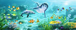 海豚海底世界背景图