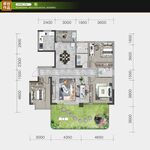 现代三室户型平面图示例