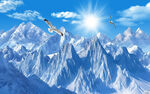 雪山山峰风景画背景图