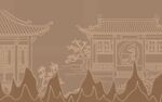中式古建筑风景图案