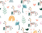 可爱动物植物多彩图案背景