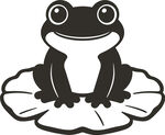 卡通青蛙坐于荷叶上