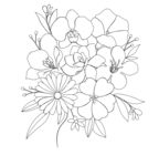 手绘花卉线稿图案 矢量图