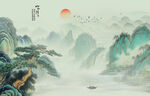 中式古风古典山水画背景图