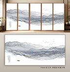 中式水墨山水屏风装饰画