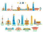 上海地标建筑线稿矢量素材