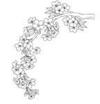 手绘繁花枝头图案 矢量图